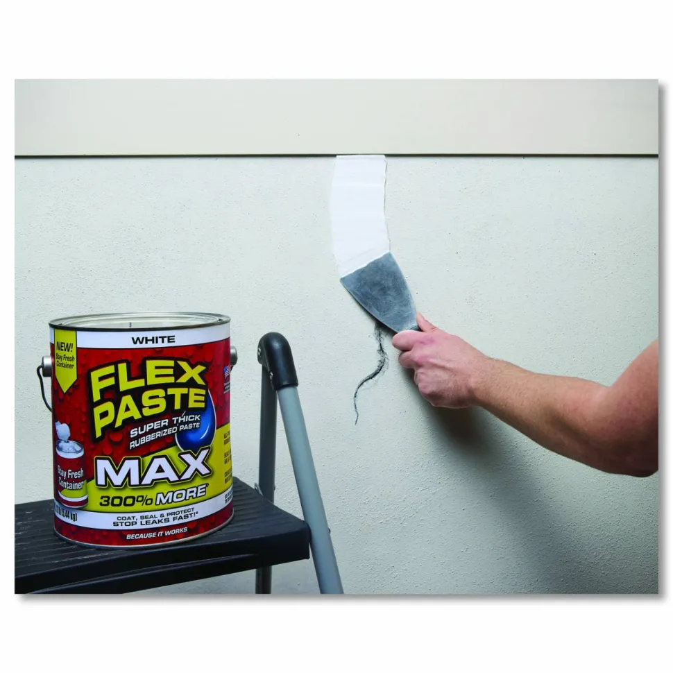 Flex Seal Products Flex Paste Super Thick Rubberized Paste Max, 12 lb Can, Dries White, 2/Carton