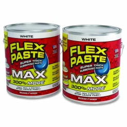 Flex Seal Products Flex Paste Super Thick Rubberized Paste Max, 12 lb Can, Dries White, 2/Carton