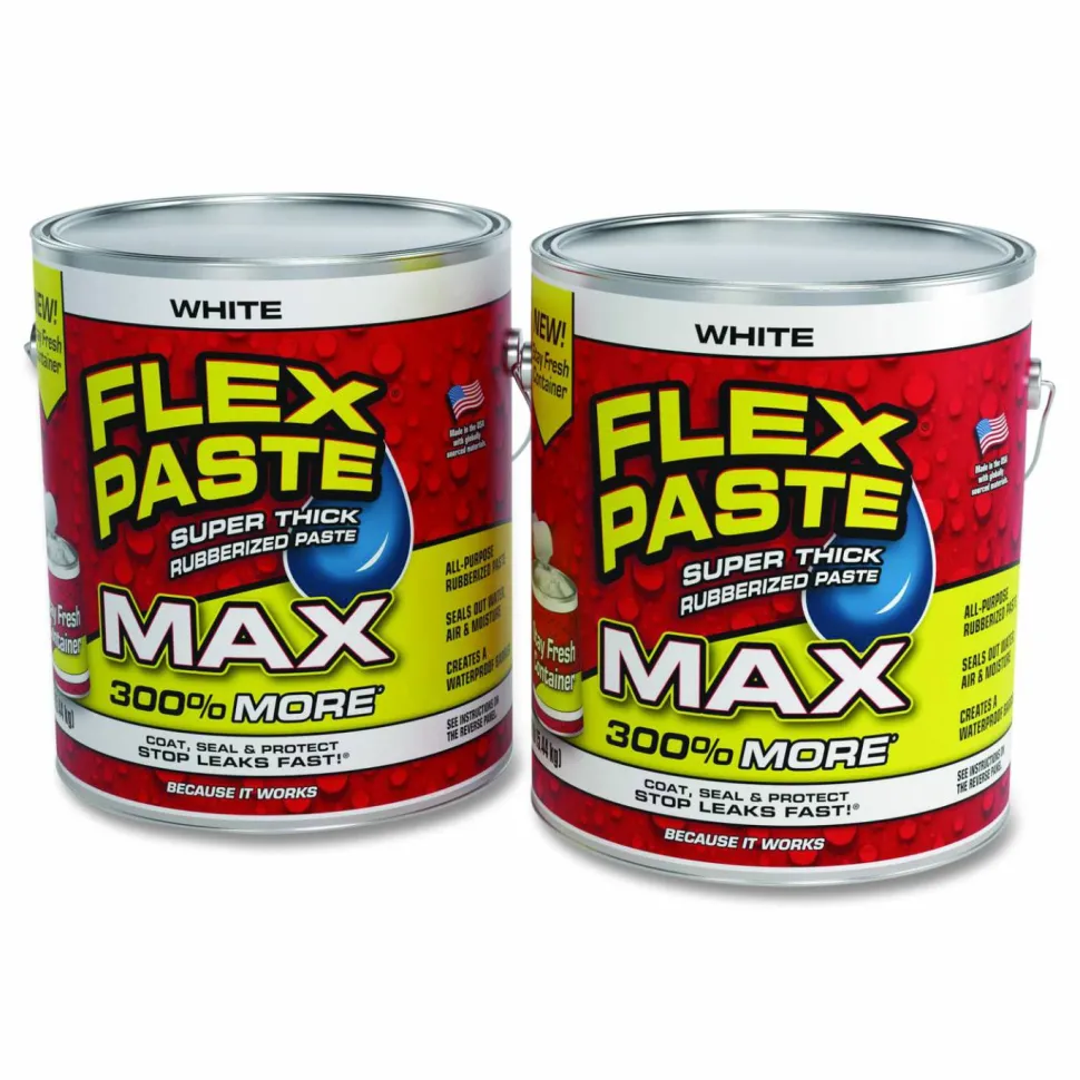 Flex Seal Products Flex Paste Super Thick Rubberized Paste Max, 12 lb Can, Dries White, 2/Carton