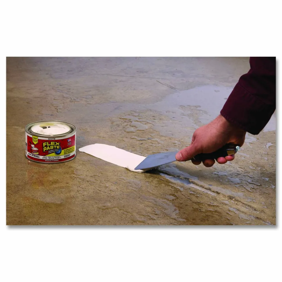 Flex Seal Products Flex Paste Super Thick Rubberized Paste, 1 lb Can, Dries White, 4/Carton