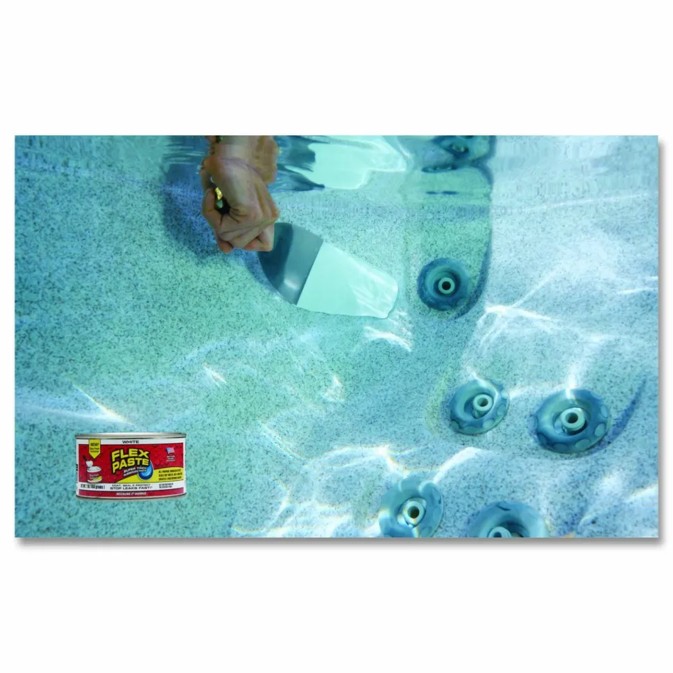 Flex Seal Products Flex Paste Super Thick Rubberized Paste, 1 lb Can, Dries White, 4/Carton