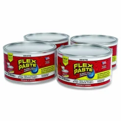 Flex Seal Products Flex Paste Super Thick Rubberized Paste, 1 lb Can, Dries White, 4/Carton
