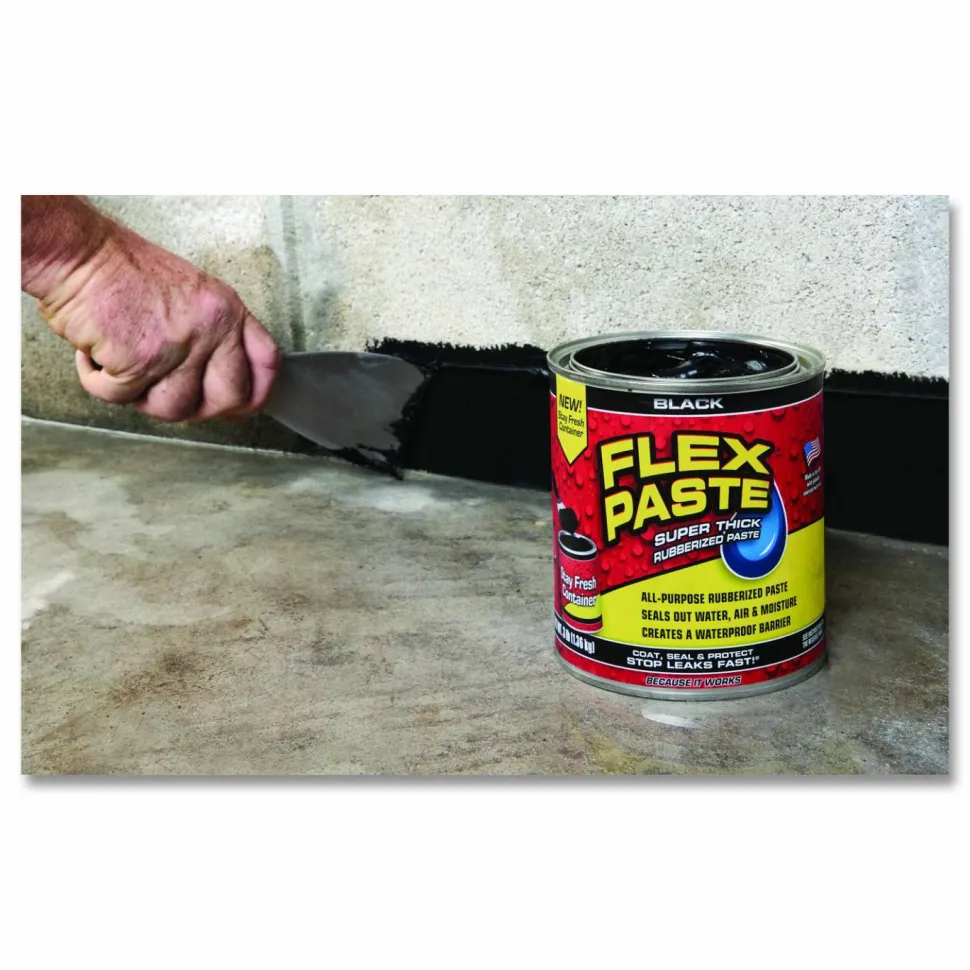 Flex Seal Products Flex Paste Super Thick Rubberized Paste, 3 lb Can, Dries Black, 4/Carton