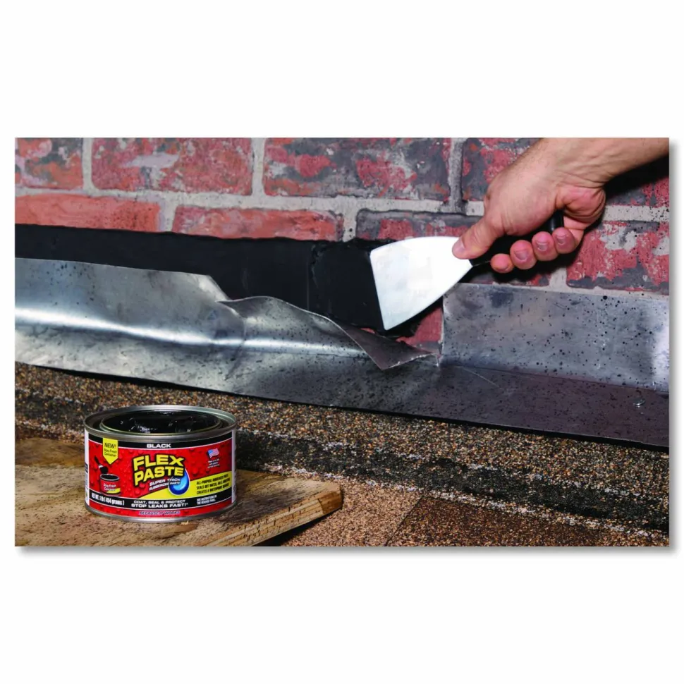 Flex Seal Products Flex Paste Super Thick Rubberized Paste, 1 lb Can, Dries Black, 4/Carton