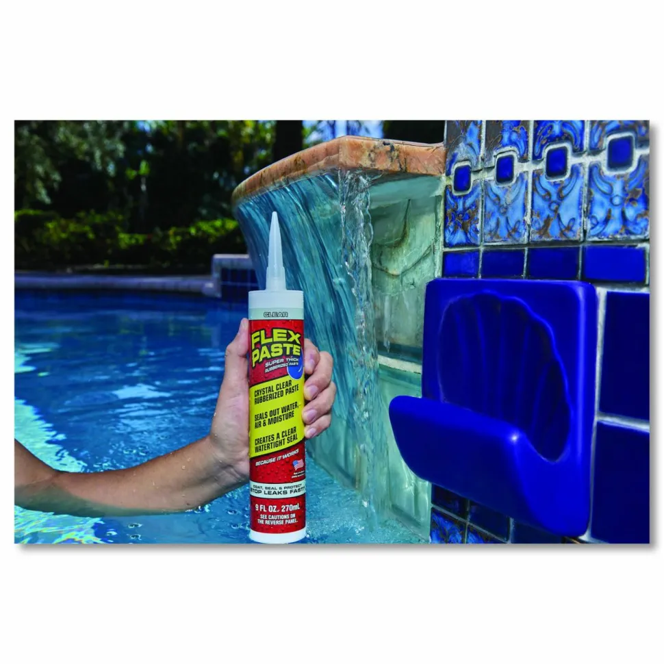 Flex Seal Products Flex Paste Super Thick Rubberized Paste, 9 oz Cartridge, Dries Clear, 4/Carton