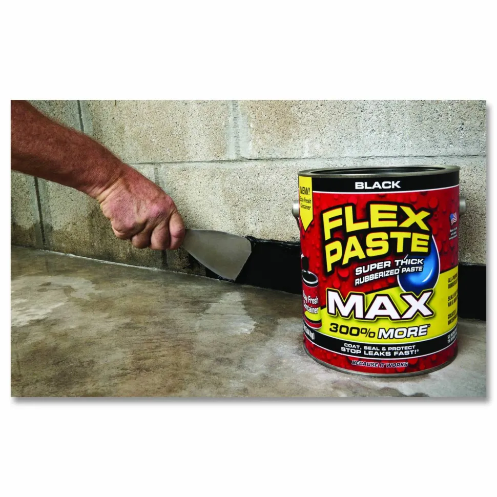 Flex Seal Products Flex Paste Super Thick Rubberized Paste Max, 12 lb Can, Dries Black, 2/Carton