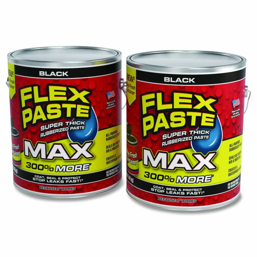 Flex Seal Products Flex Paste Super Thick Rubberized Paste Max, 12 lb Can, Dries Black, 2/Carton