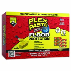Flex Seal Products Flex Paste Flood Protection Paste, (6) 8.7 oz Sleeves with Tray/Pack, Dries Yellow, 2 Packs/Carton