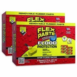 Flex Seal Products Flex Paste Flood Protection Paste, (6) 8.7 oz Sleeves with Tray/Pack, Dries Yellow, 2 Packs/Carton