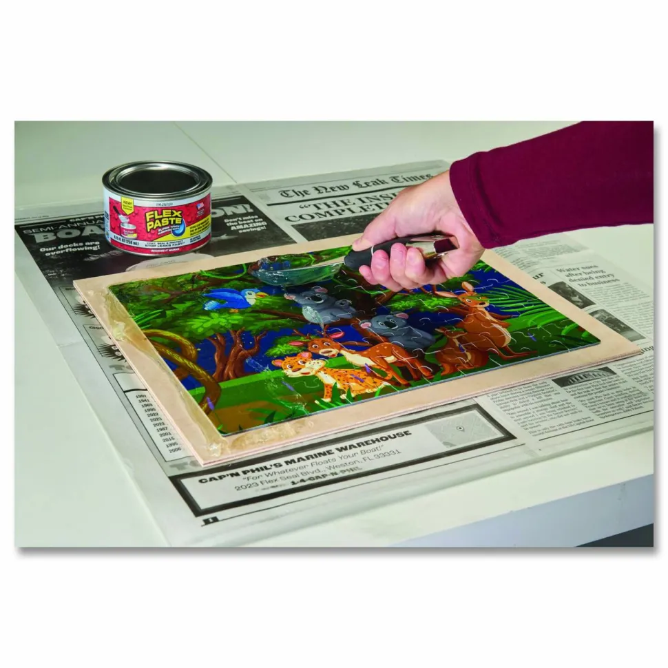 Flex Seal Products Flex Paste Super Thick Rubberized Paste, 1 lb Can, Dries Clear, 4/Carton