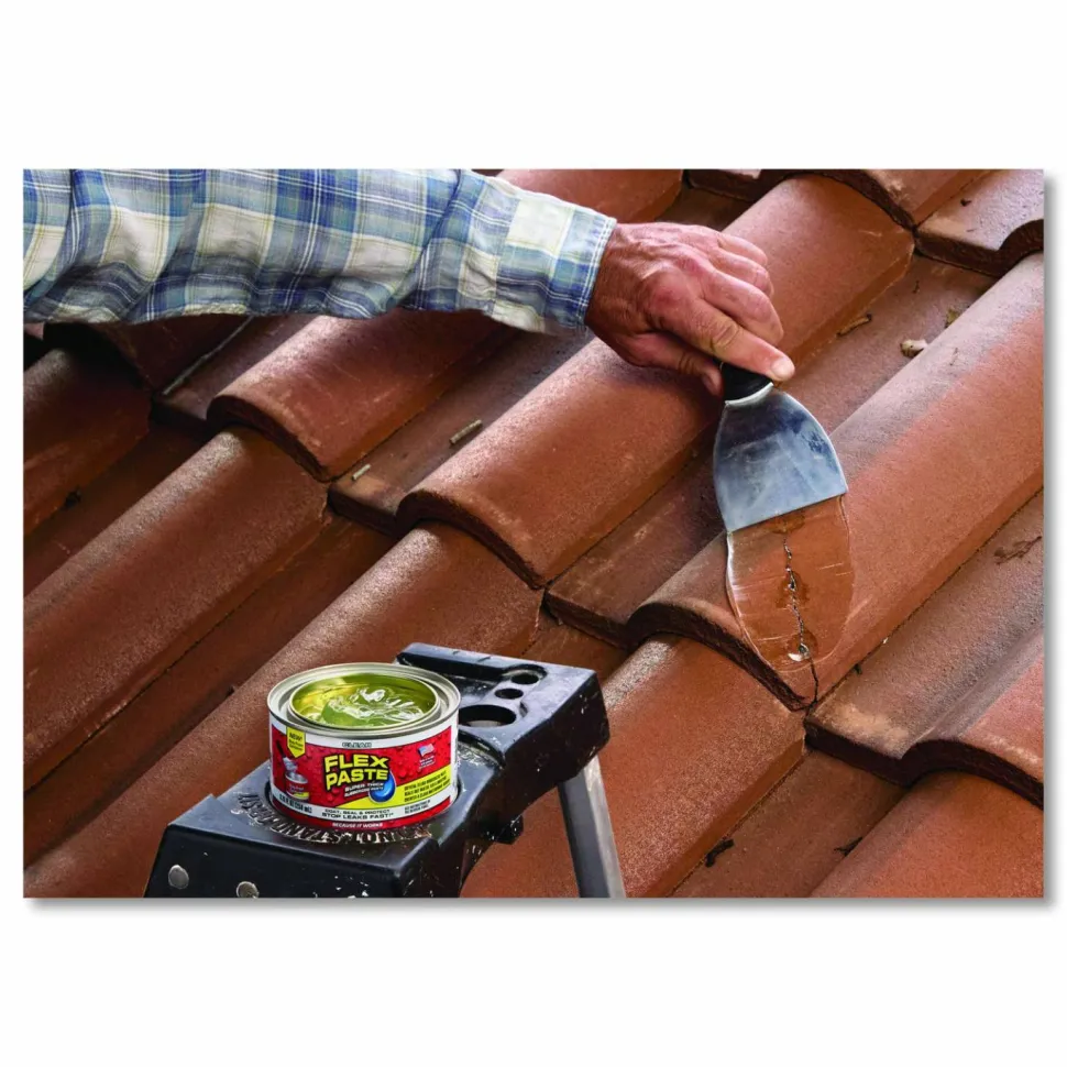 Flex Seal Products Flex Paste Super Thick Rubberized Paste, 1 lb Can, Dries Clear, 4/Carton