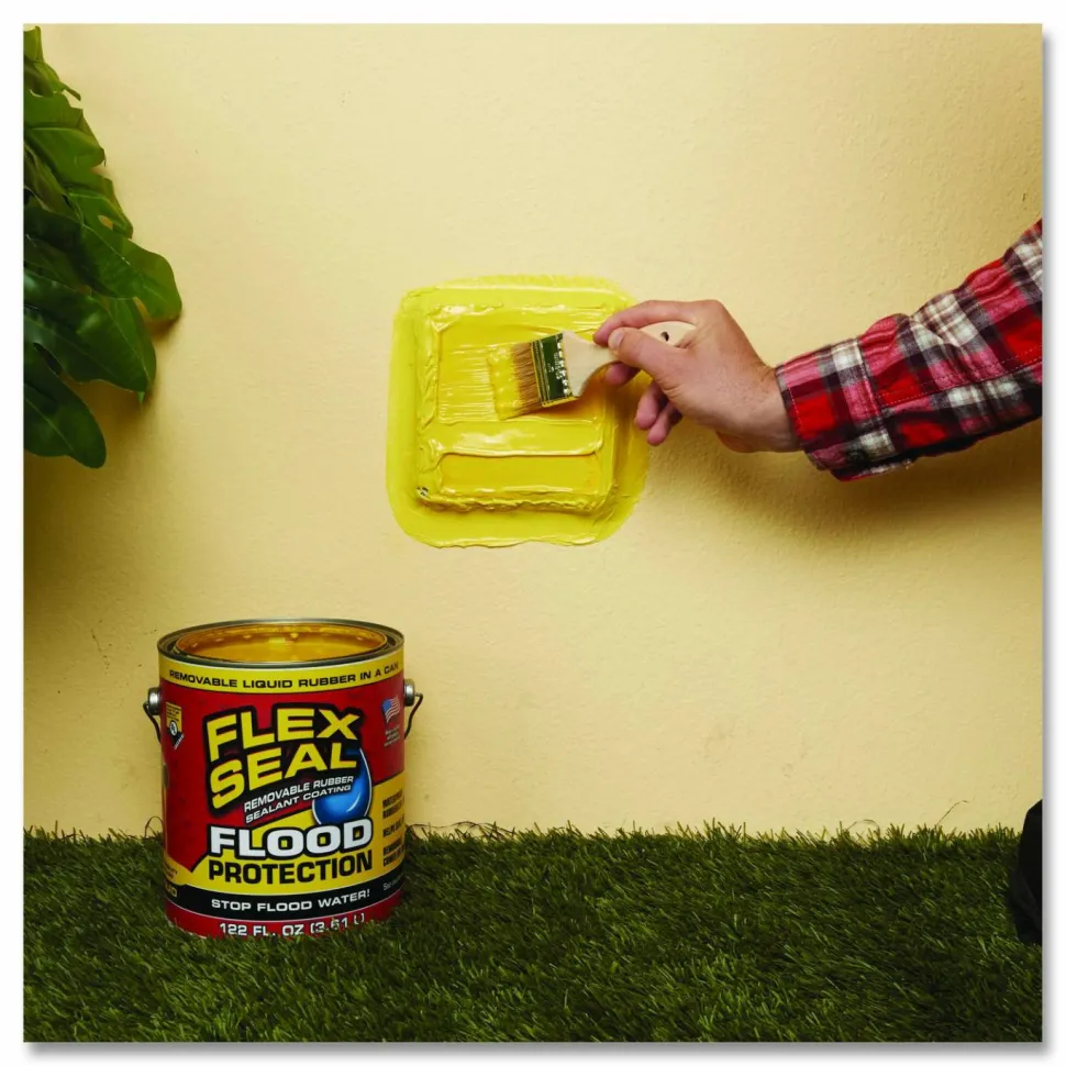 Flex Seal Products Flex Seal Liquid Flood Protection, 122 oz Can, Dries Yellow, 2/Carton