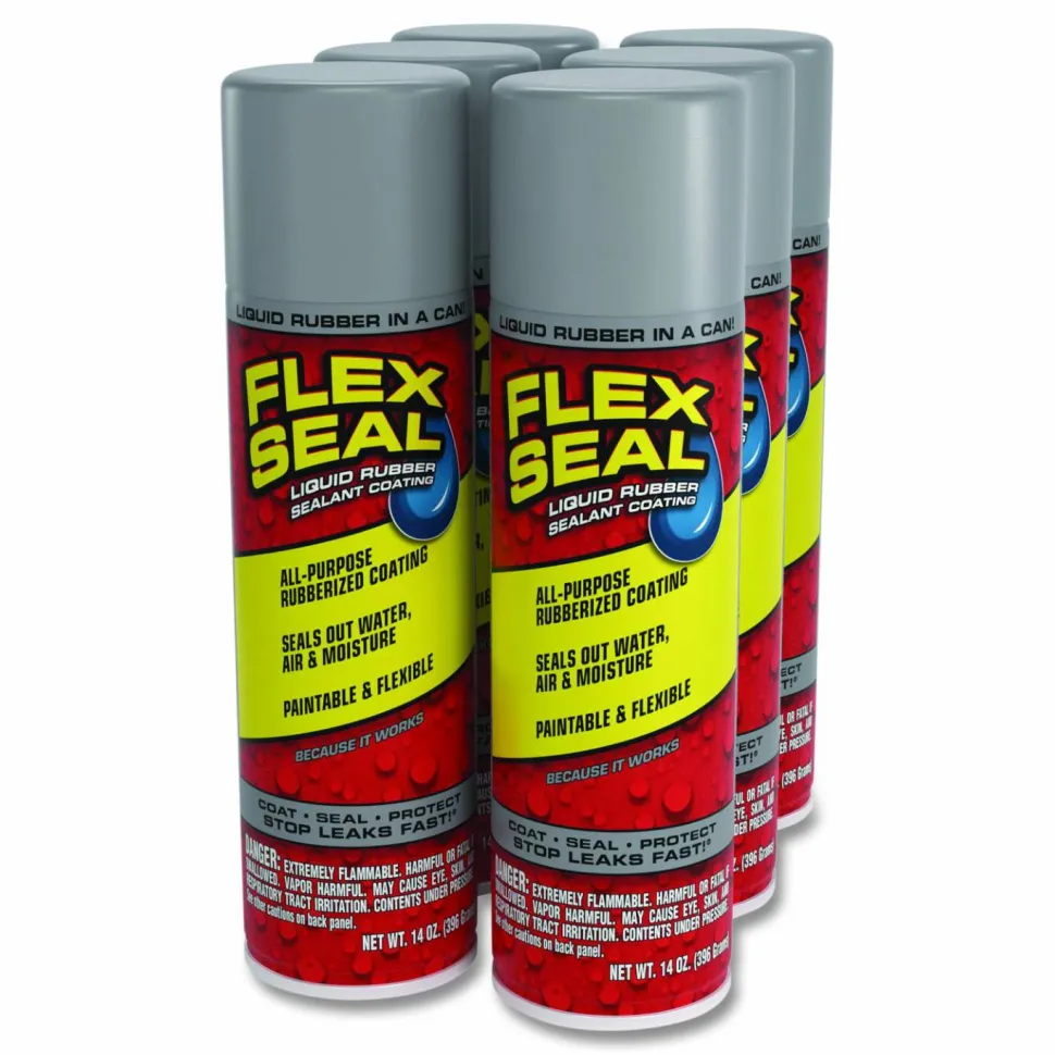 Flex Seal Products Flex Seal Liquid Rubber Sealant Coating Aerosol, 14 oz Aerosol Can, Dries Gray, 6/Carton