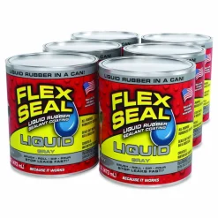 Flex Seal Products Flex Seal Liquid Rubber Sealant Coating Liquid, 16 oz Can, Dries Gray, 6/Carton