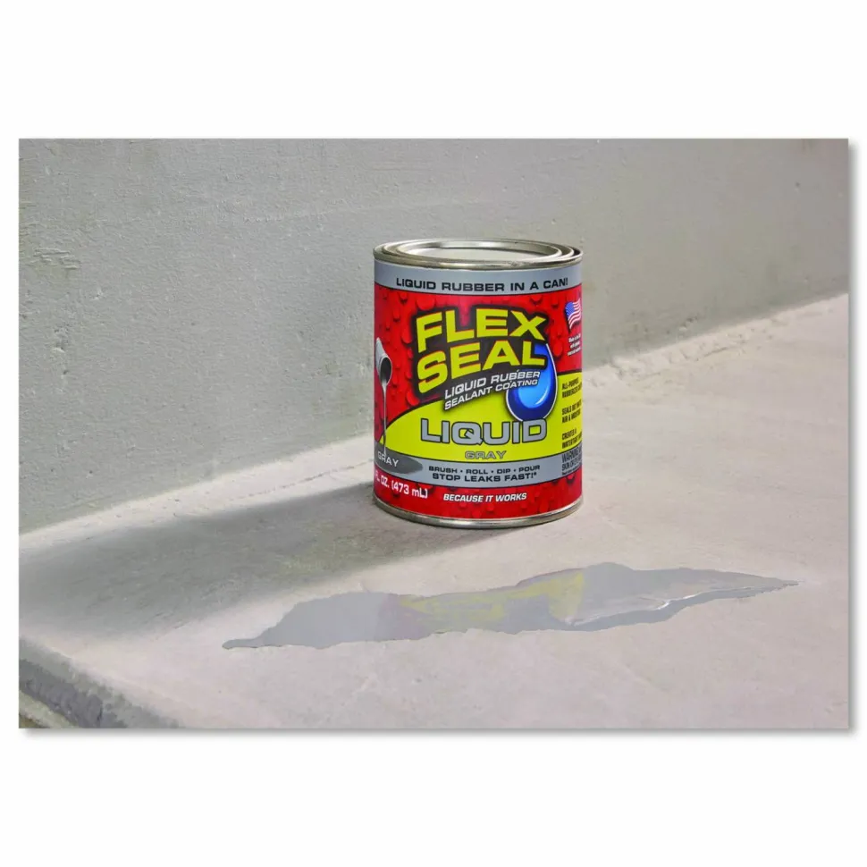 Flex Seal Products Flex Seal Liquid Rubber Sealant Coating Liquid, 16 oz Can, Dries Gray, 6/Carton