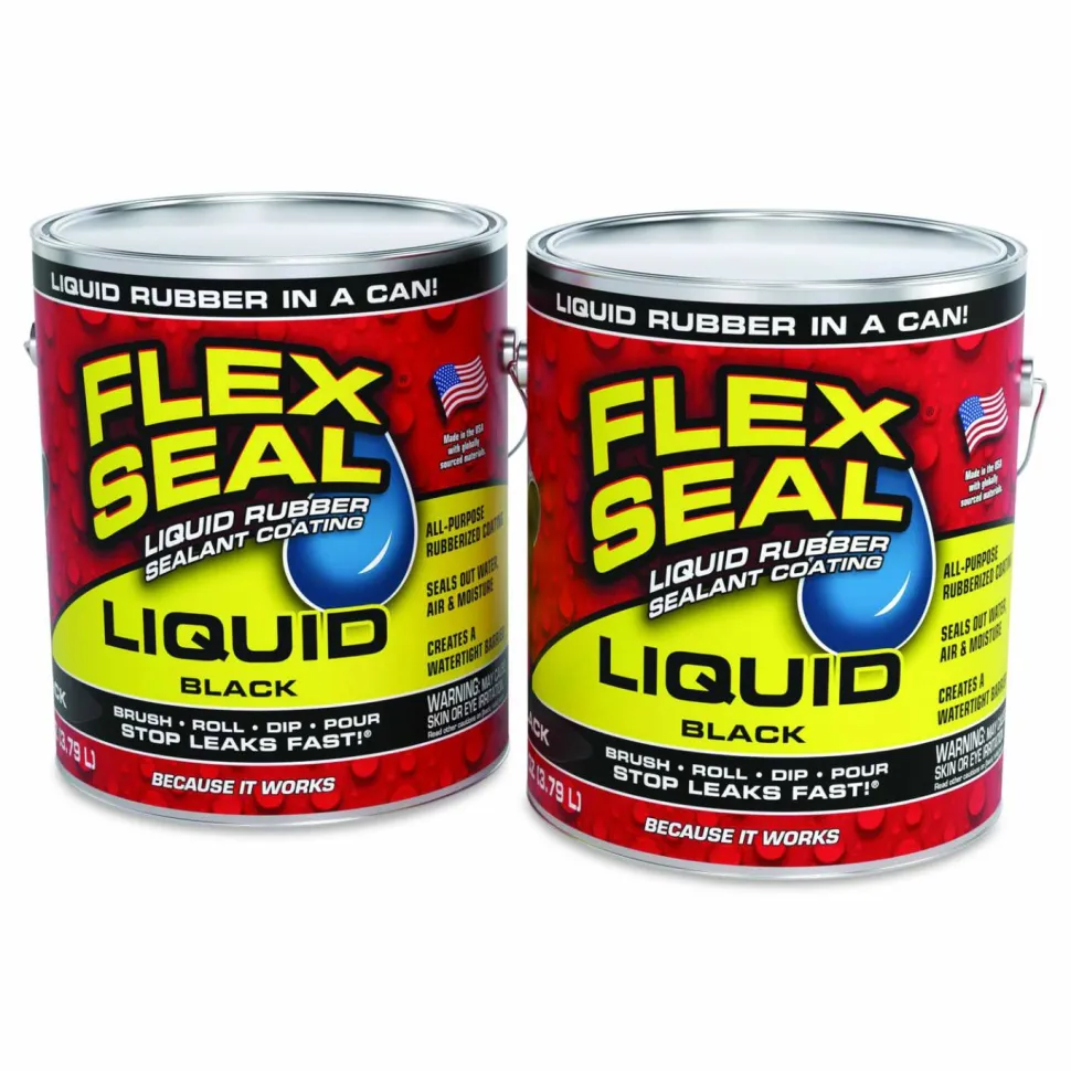 Flex Seal Products Flex Seal Liquid Rubber Sealant Coating Liquid, 1 gal Can, Dries Black, 2/Carton