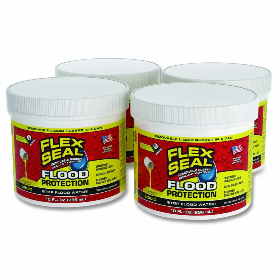 Flex Seal Products Flex Seal Liquid Flood Protection, 10 oz Can, Dries Yellow, 4/Carton