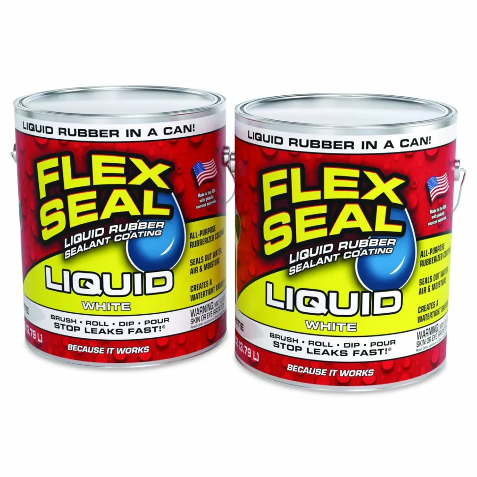 Flex Seal Products Flex Seal Liquid Rubber Sealant Coating Liquid, 1 gal Can, Dries White, 2/Carton