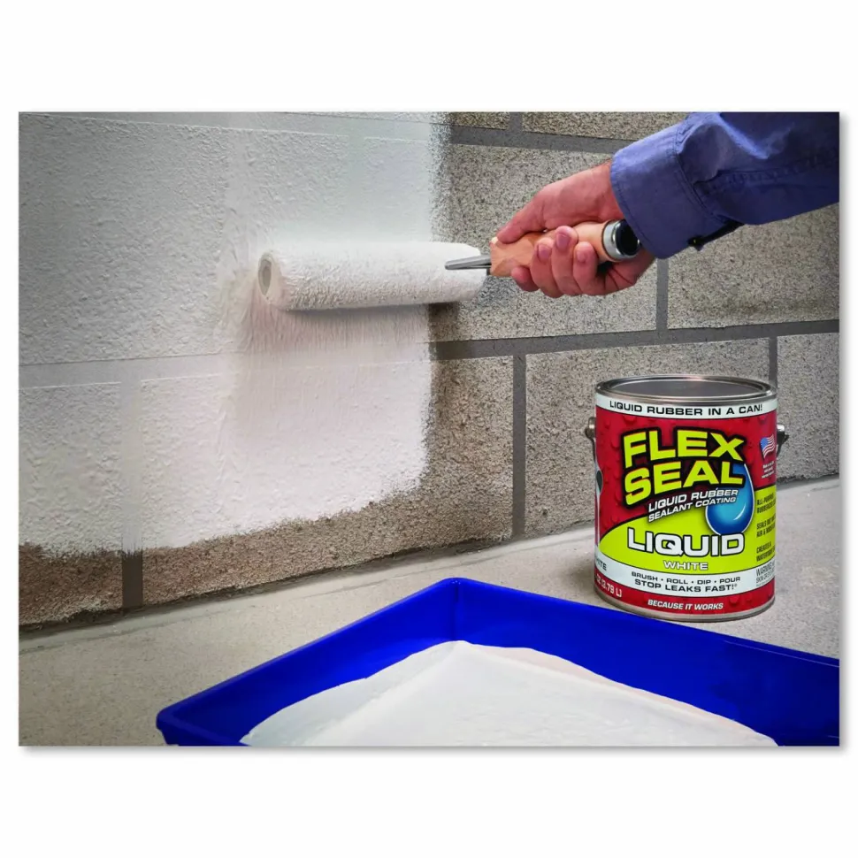 Flex Seal Products Flex Seal Liquid Rubber Sealant Coating Liquid, 1 gal Can, Dries White, 2/Carton