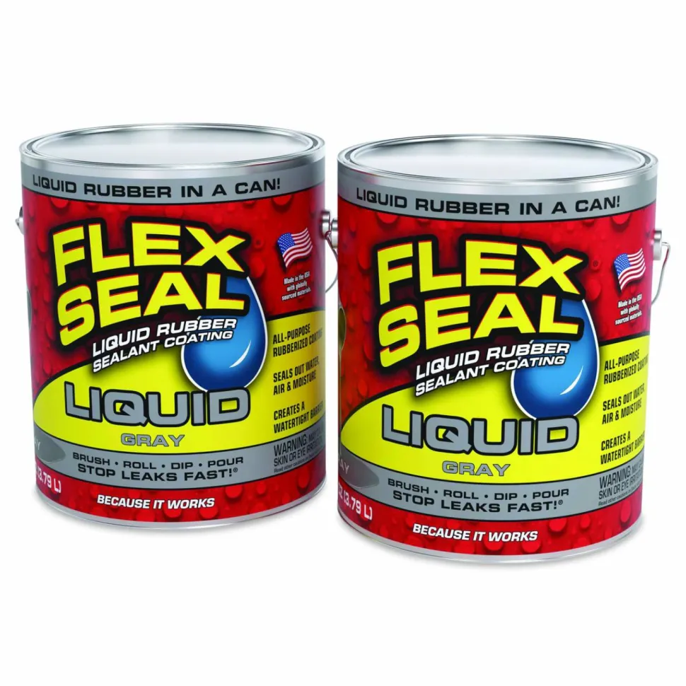 Flex Seal Products Flex Seal Liquid Rubber Sealant Coating Liquid, 1 gal Can, Dries Gray, 2/Carton