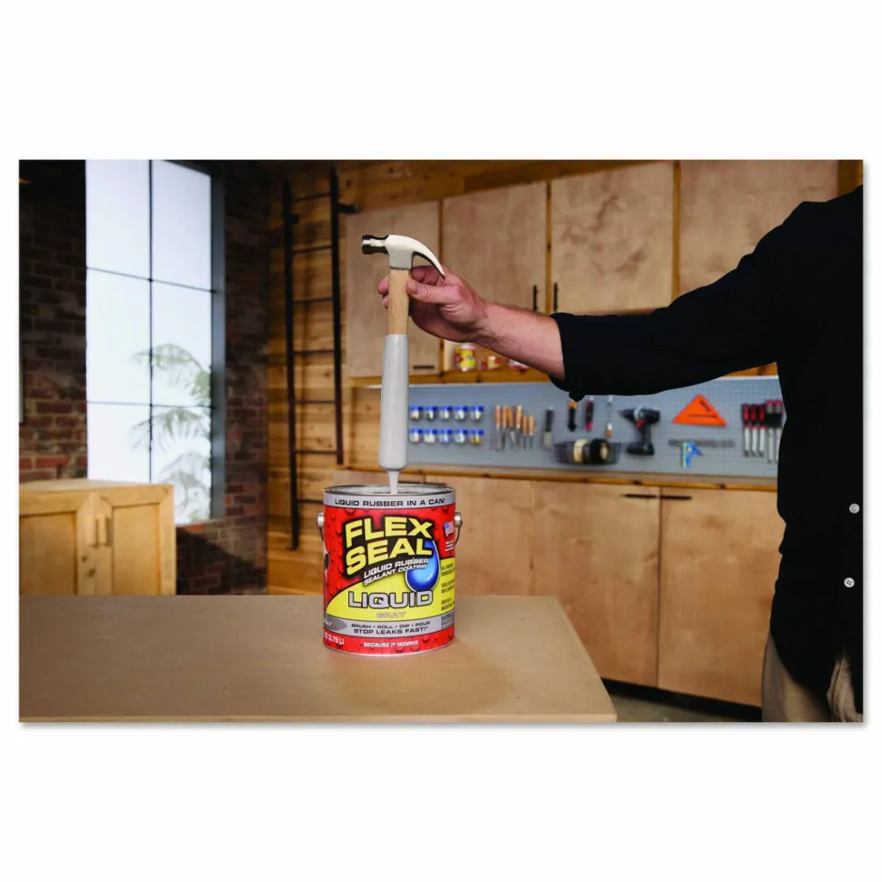 Flex Seal Products Flex Seal Liquid Rubber Sealant Coating Liquid, 1 gal Can, Dries Gray, 2/Carton