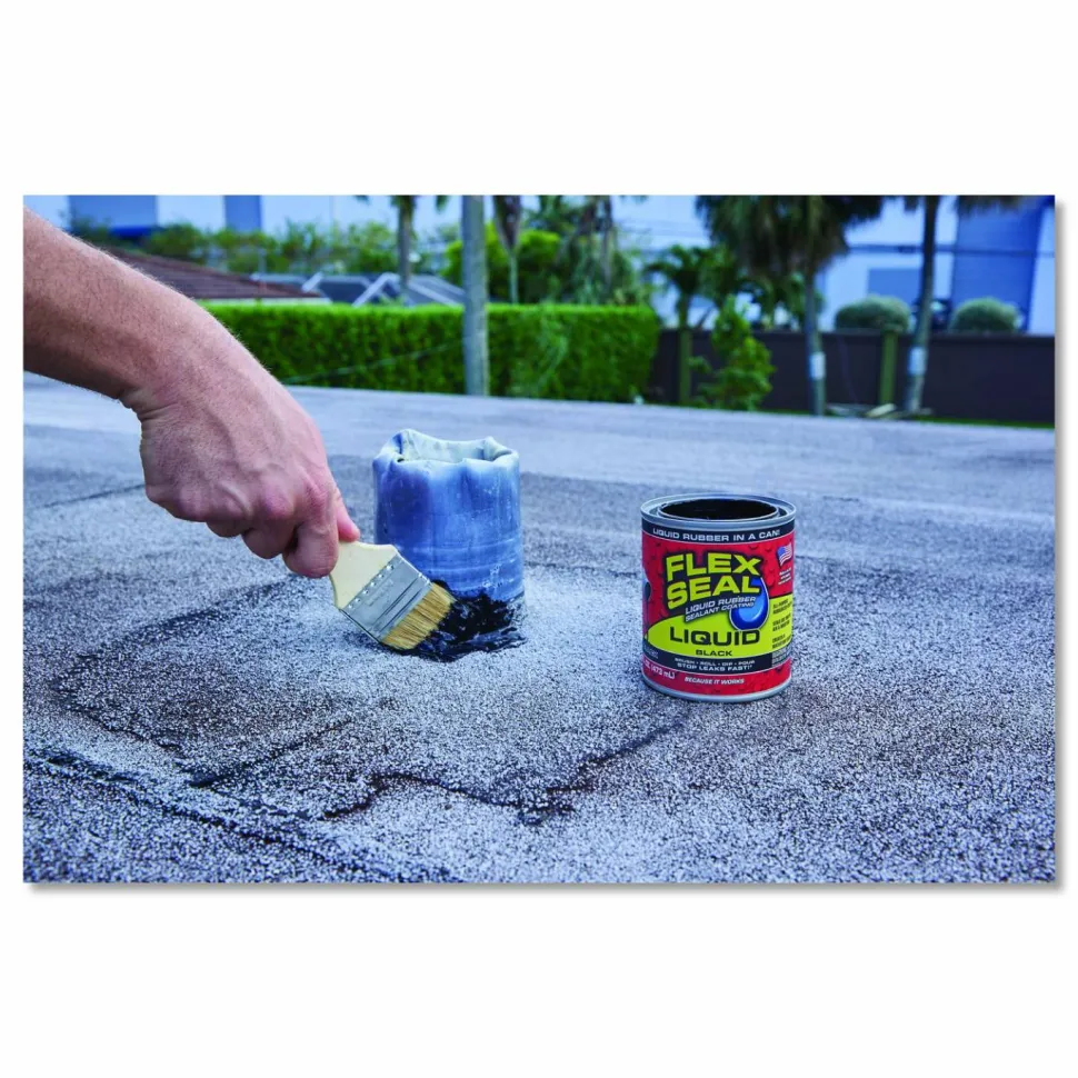 Flex Seal Products Flex Seal Liquid Rubber Sealant Coating Liquid, 16 oz Can, Dries Black, 6/Carton