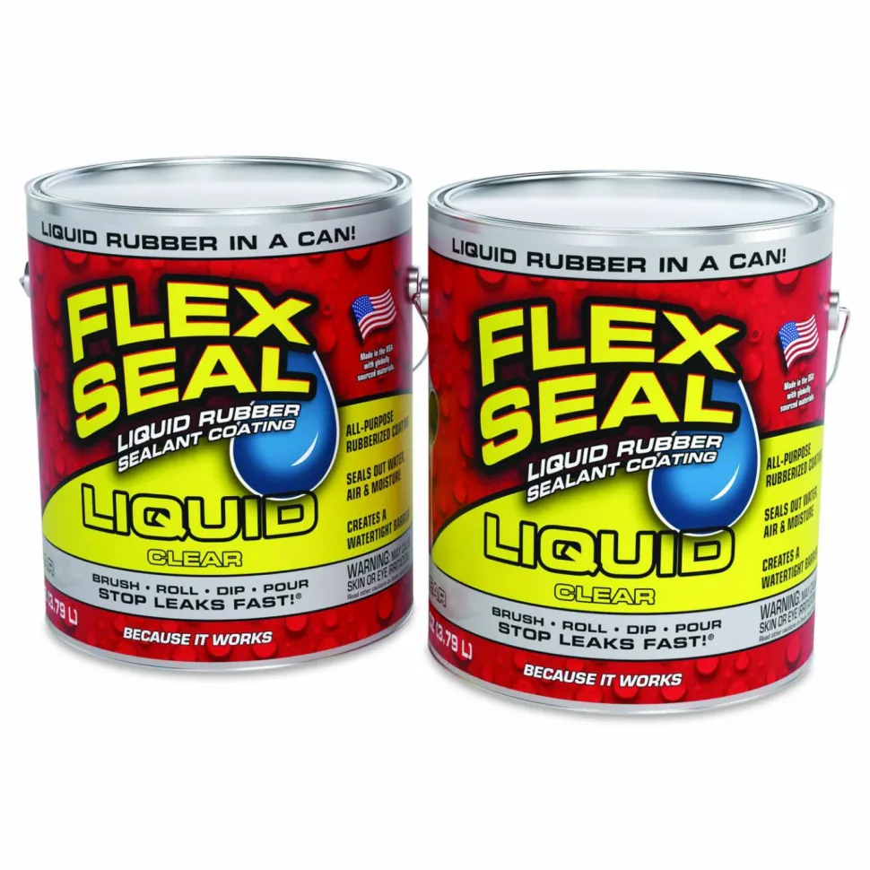 Flex Seal Products Flex Seal Liquid Rubber Sealant Coating Liquid, 1 gal Can, Dries Clear, 2/Carton