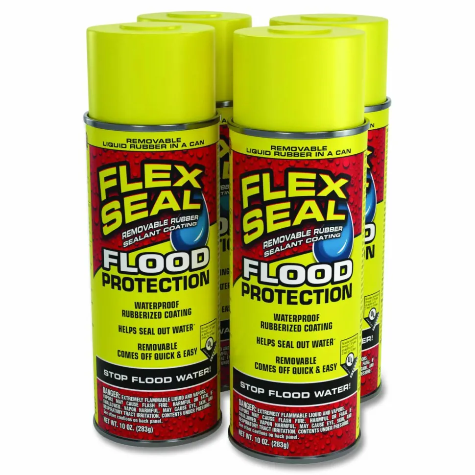 Flex Seal Products Removable Rubber Sealant Coating Flood Protection Spray, 10 oz Aerosol Can, Dries Yellow, 6/Carton