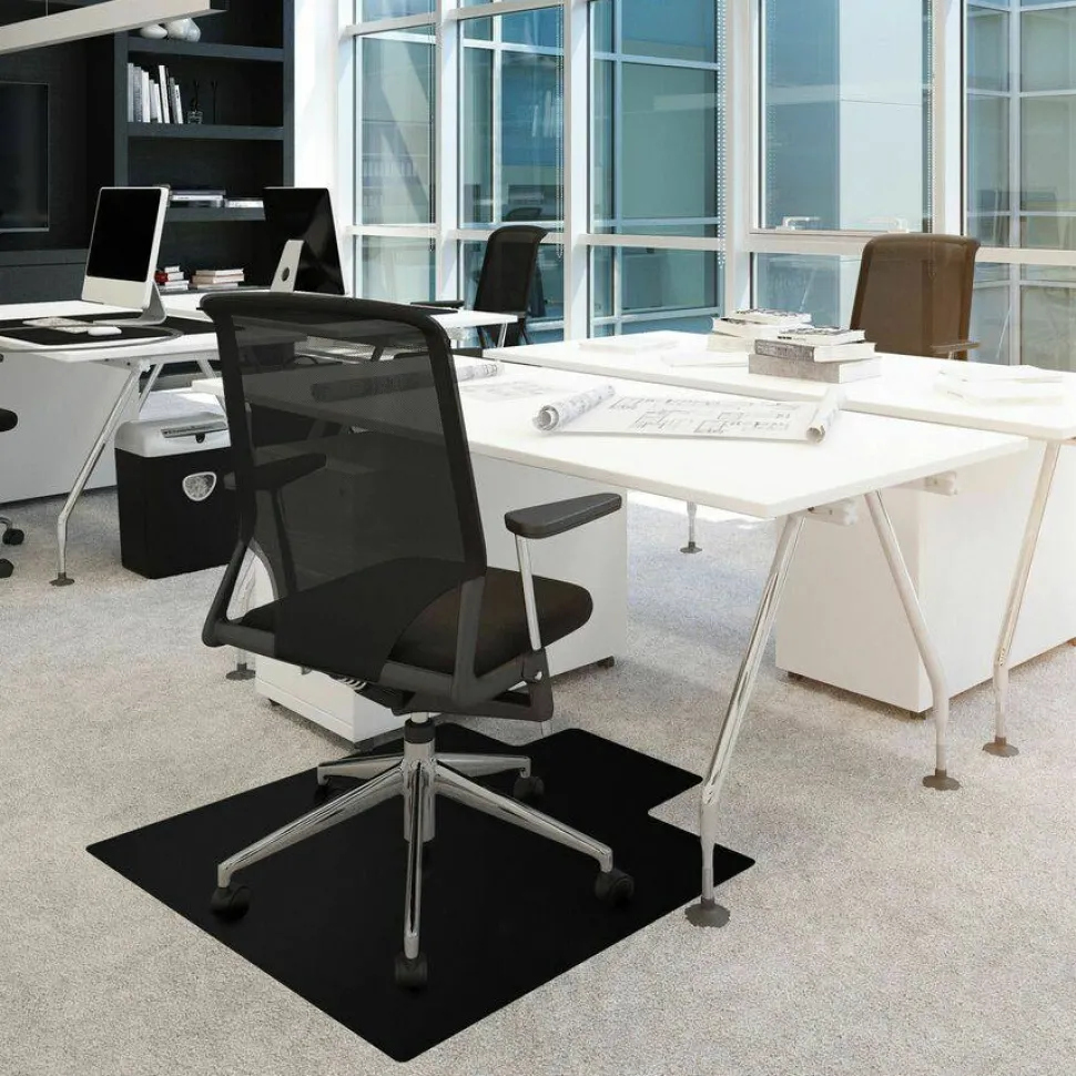 Floortex Advantagemat Black Vinyl Lipped Chair Mat for Carpets - 36" x 48"