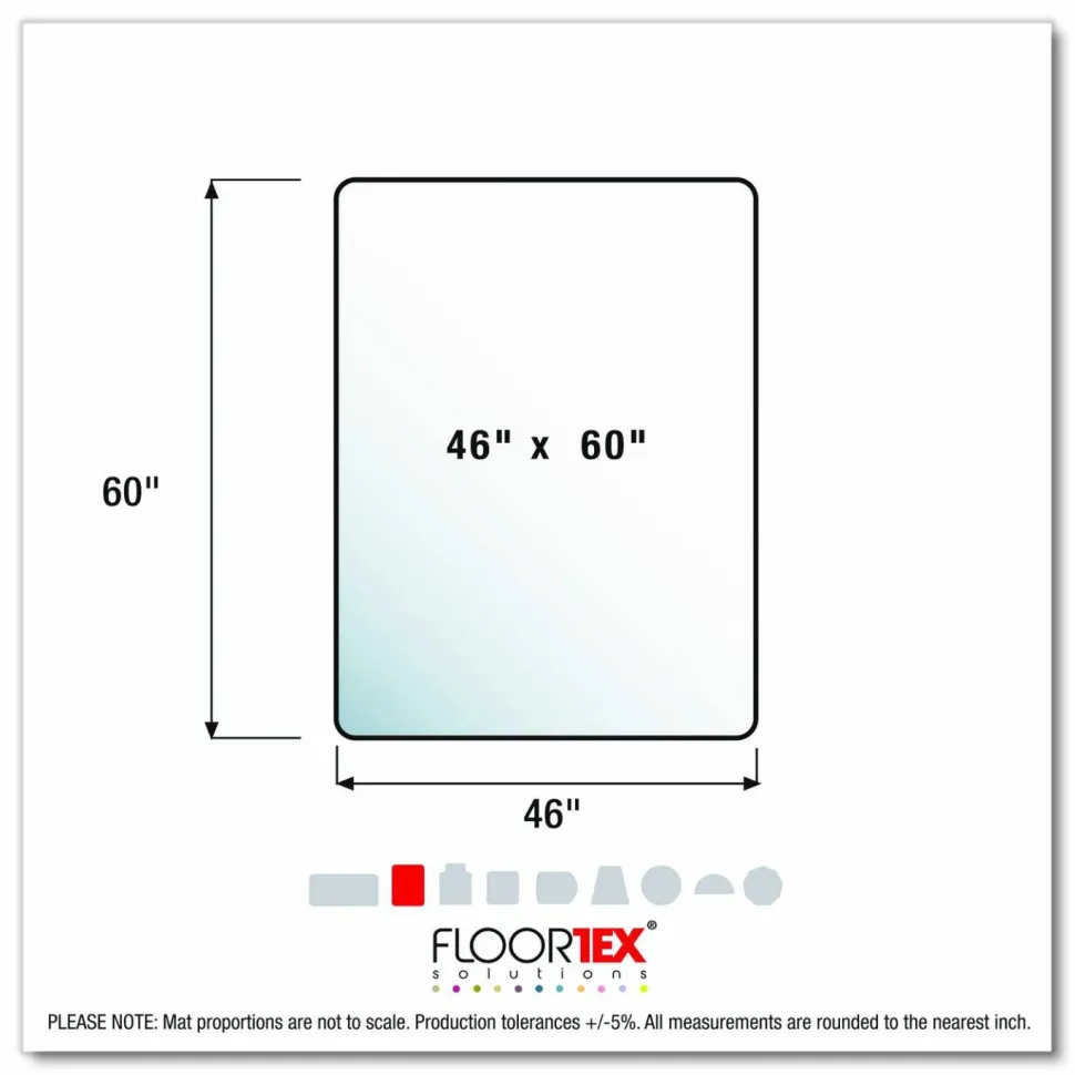 Floortex Cleartex MegaMat Heavy-Duty Polycarbonate Mats for Flat to Plush Pile Carpeted and Hard Floors, Rectangular, 46" x 60", Clear