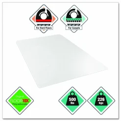 Floortex Cleartex MegaMat Heavy-Duty Polycarbonate Mats for Flat to Plush Pile Carpeted and Hard Floors, Rectangular, 46