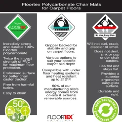 Floortex Cleartex Ultimat Polycarbonate Rectangular Chair Mat for Carpets - 60