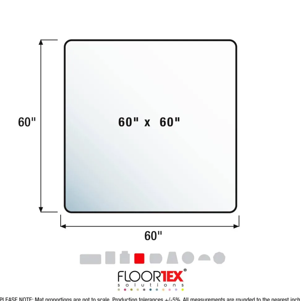 Floortex Cleartex Ultimat XXL Polycarbonate Square Chair Mat for Hard Floors - 60" x 60"