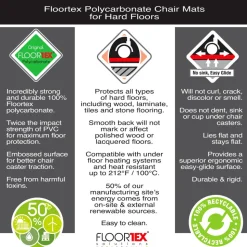 Floortex Cleartex Ultimat XXL Polycarbonate Square Chair Mat for Hard Floors - 60