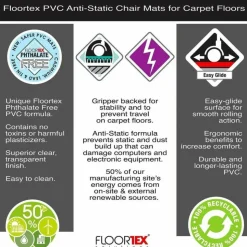 Floortex Computex Anti-Static Vinyl Lipped Chair Mat for Carpets up to 3/8