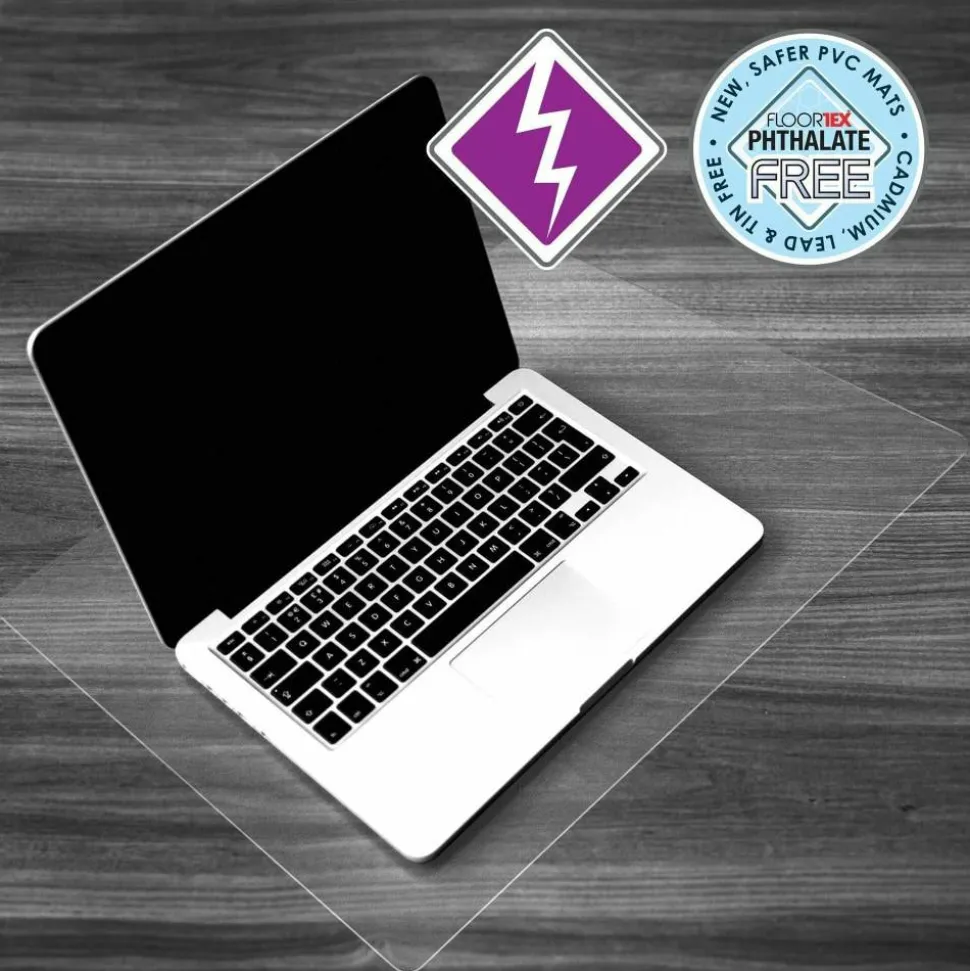 Floortex Desktex Anti Static Desk Pad 20" x 36" Rectangular 20" Width x 36" Length x 0.03000" Depth Clear Backing Vinyl Clear TAA Compliant