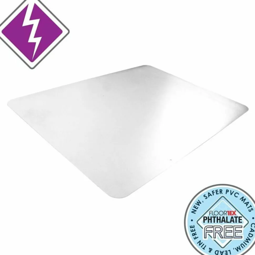 Floortex Desktex Anti Static Desk Pad 20" x 36" Rectangular 20" Width x 36" Length x 0.03000" Depth Clear Backing Vinyl Clear TAA Compliant