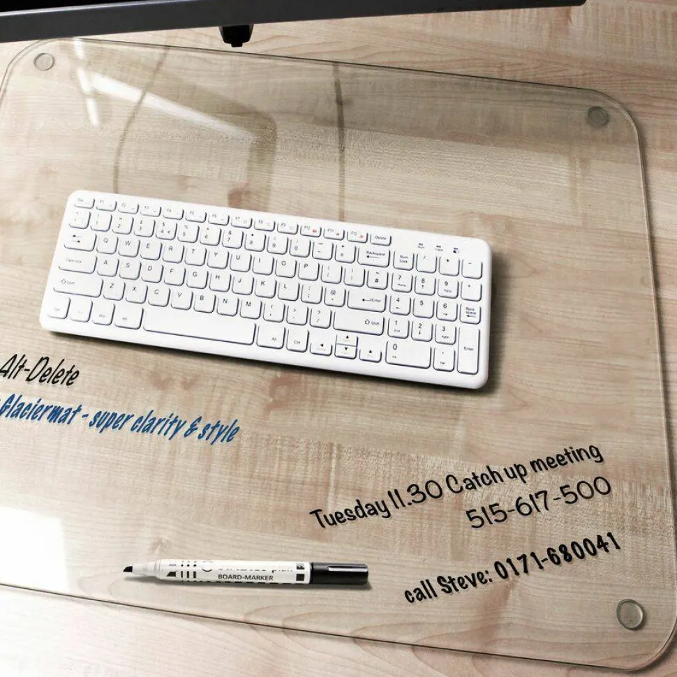 Floortex Desktex 19" x 24" Glass Desk Pad