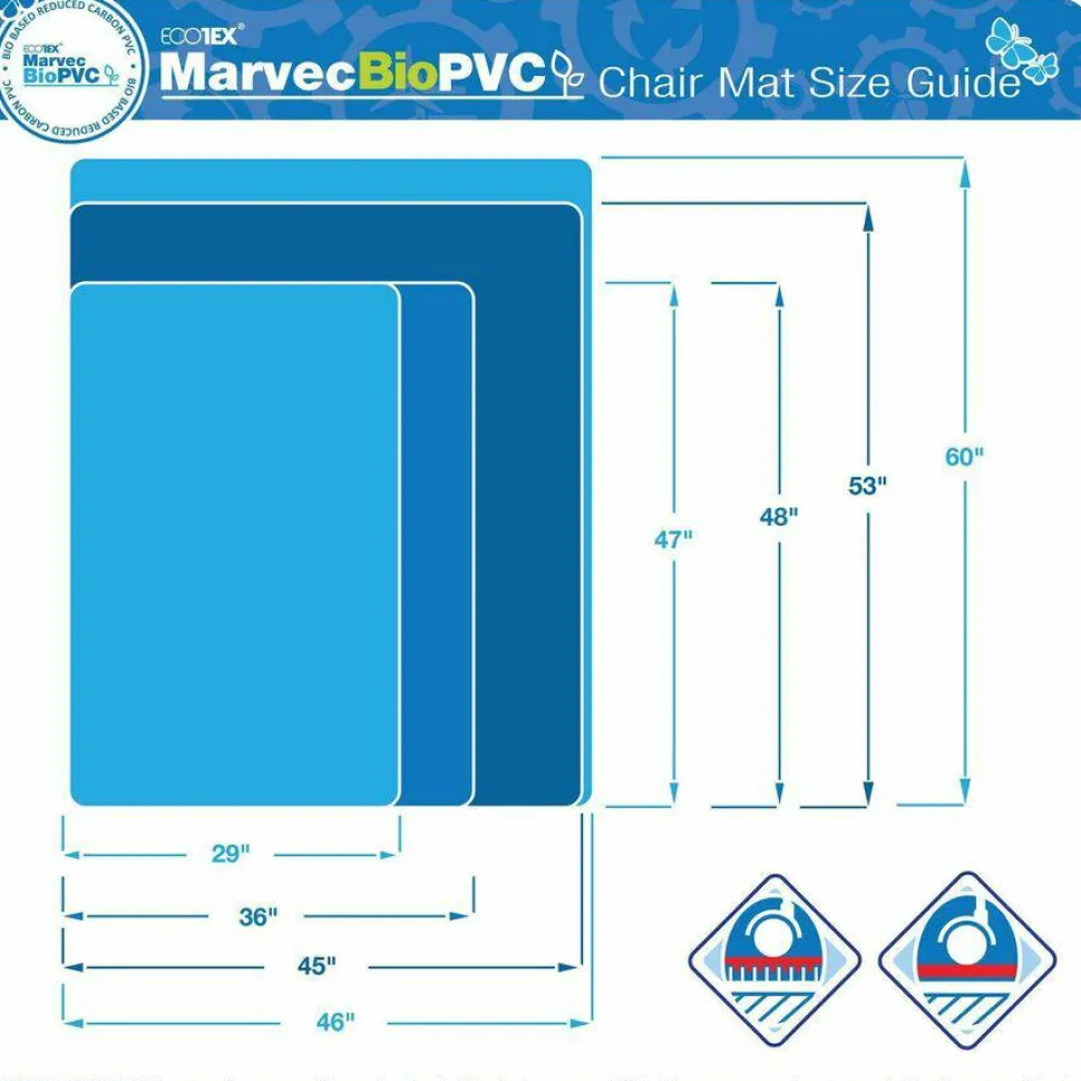Floortex Ecotex Marvec BioPVC Chairmat - Carpet - 48" Length x 36" Width - Polyvinyl Chloride (PVC) - Clear - 1Each