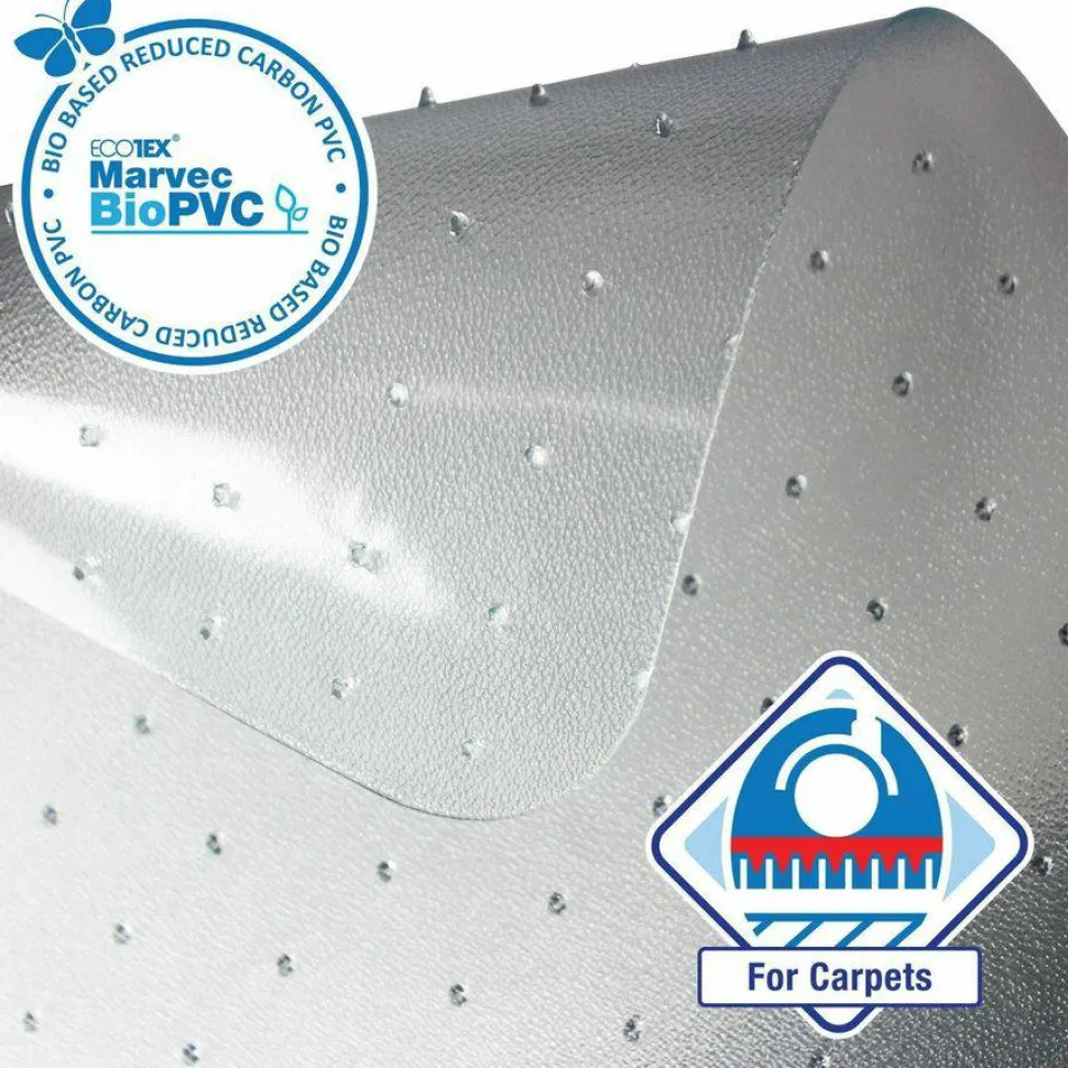 Floortex Ecotex Marvec BioPVC Chairmat - Carpet - 48" Length x 36" Width - Polyvinyl Chloride (PVC) - Clear - 1Each