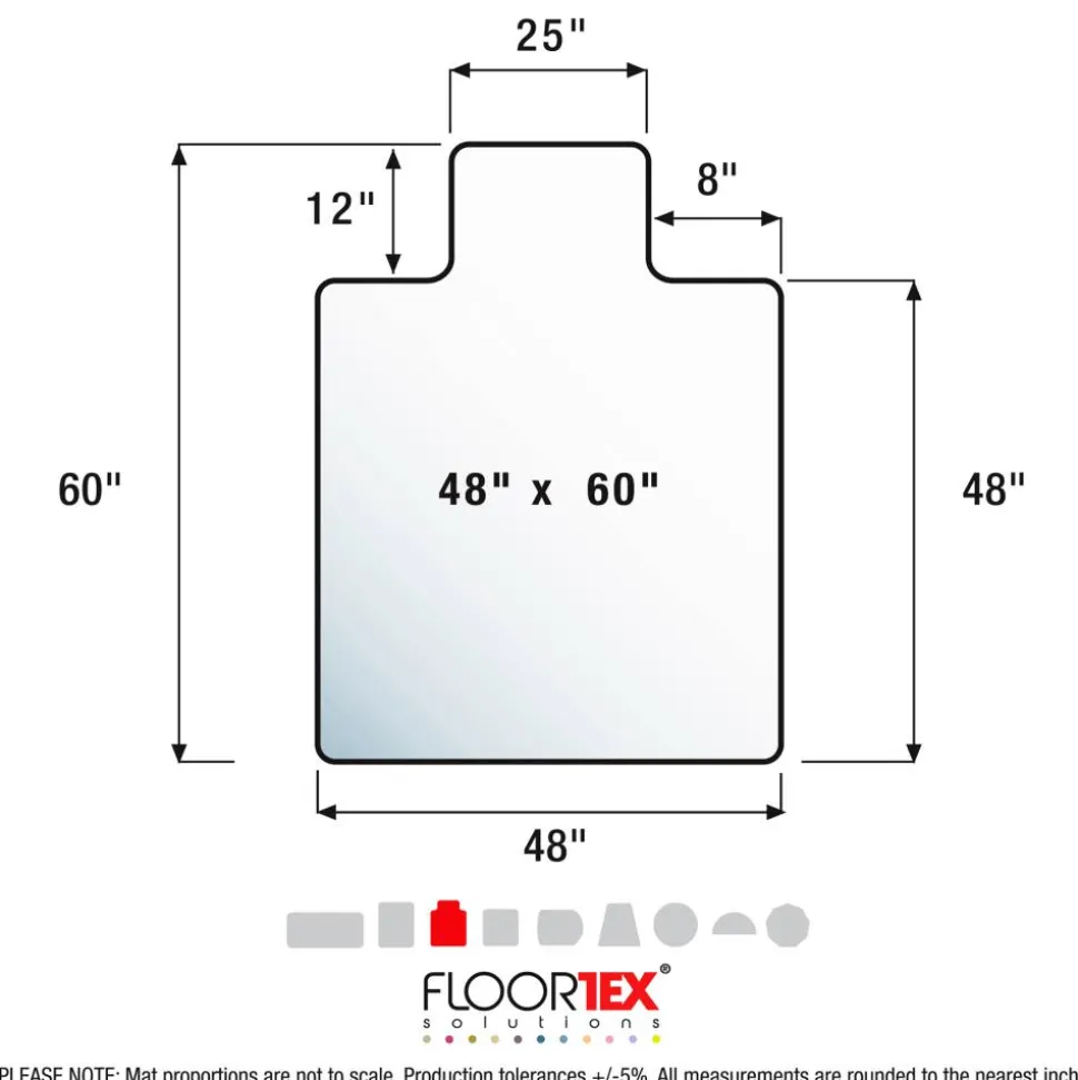 Floortex Polycarbonate Lipped Chair Mat for Carpets up to 1/2" - 48" x 60"