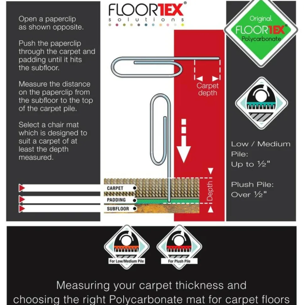 Floortex Polycarbonate Rectangular Chair Mat for Carpets up to 1/2" - 48" x 79"