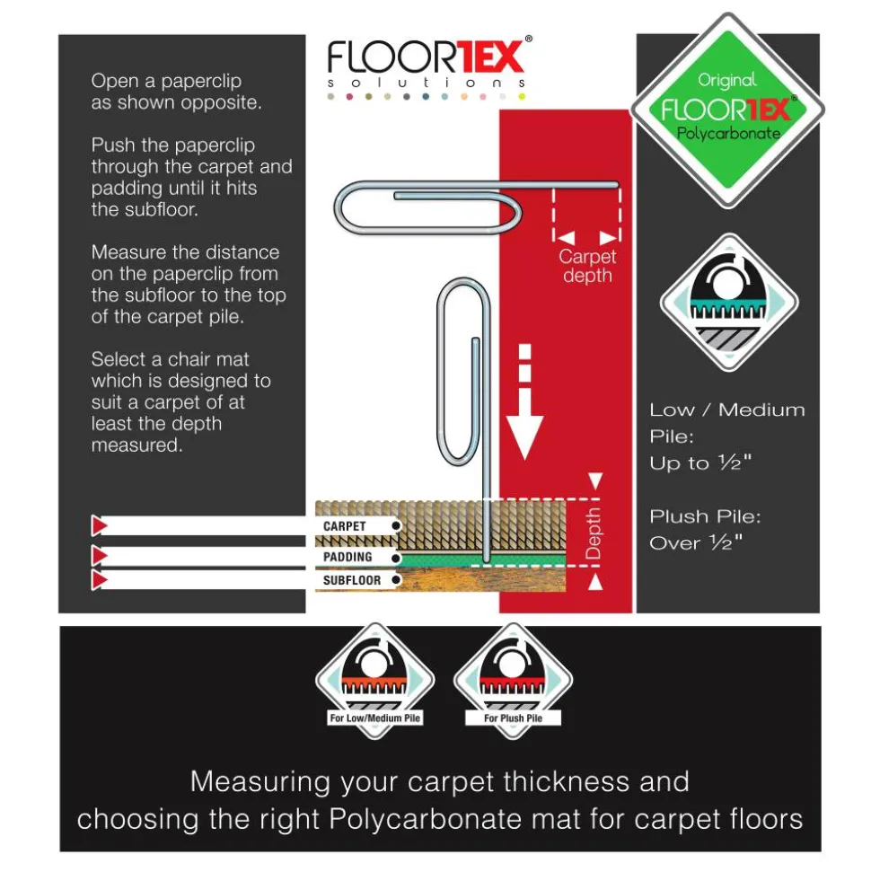 Floortex Polycarbonate Rectangular Chair Mat for Carpets over 1/2" - 48" x 60"
