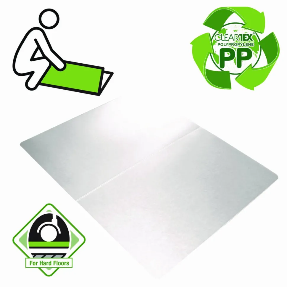Floortex Polypropylene Rectangular Anti-Slip Foldable Chair Mat for Hard Floors-45" x 53"