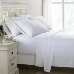 Flourish Microfiber Flat Sheets, Queen, White, Total Qty 12
