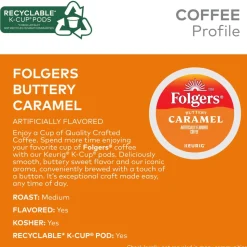 Folgers Buttery Caramel Keurig Single Serve K-Cup Pods, 24 Pods Per Pack, Case Of 4 Packs