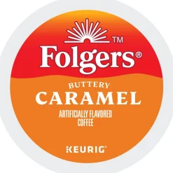 Folgers Buttery Caramel Keurig Single Serve K-Cup Pods, 24 Pods Per Pack, Case Of 4 Packs