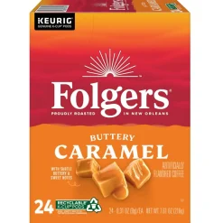 Folgers Buttery Caramel Keurig Single Serve K-Cup Pods, 24 Pods Per Pack, Case Of 4 Packs