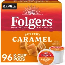 Folgers Buttery Caramel Keurig Single Serve K-Cup Pods, 24 Pods Per Pack, Case Of 4 Packs