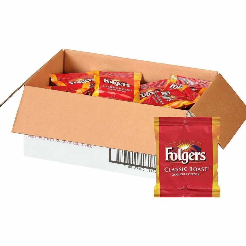 Folgers Coffee, Fraction Pack, Classic Roast, Medium Roast, Packet Makes 6 Cups, 42/Carton